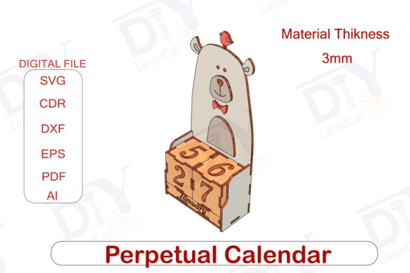 Calendario Perpetuo De Escritorio Con Un Lindo Oso Creativo Digital