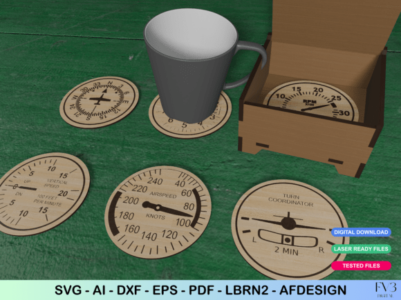 Coasters Instrumento De Avion Creativo Digital