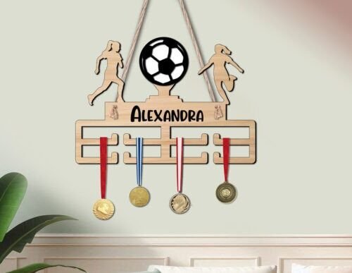 Colgador De Medallas De Futbol Femenino Creativo Digital
