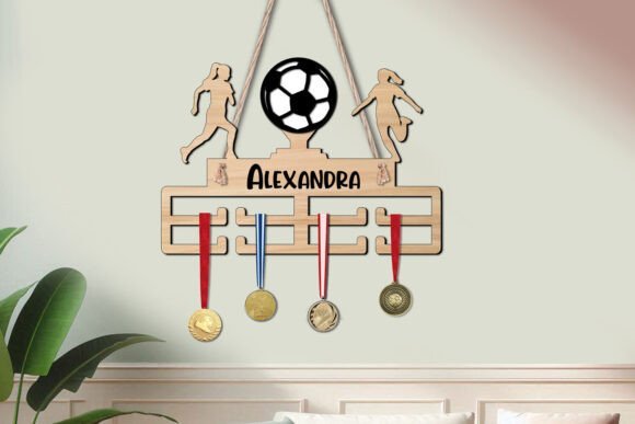 Colgador De Medallas De Futbol Femenino Creativo Digital