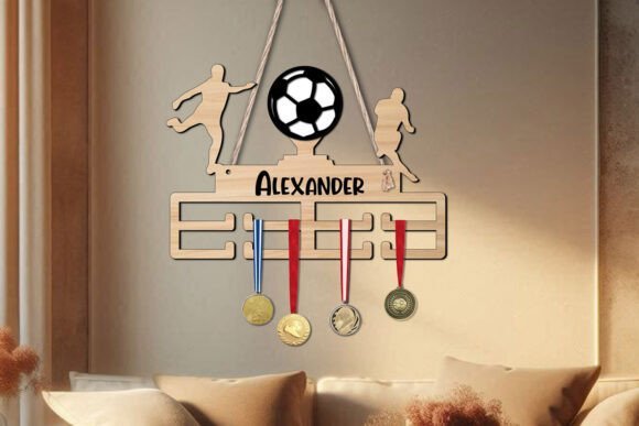 Colgador De Medallas Deportivo De Futbol Creativo Digital