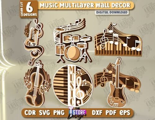 Decoracion De Pared Multicapa Con Musica Creativo Digital