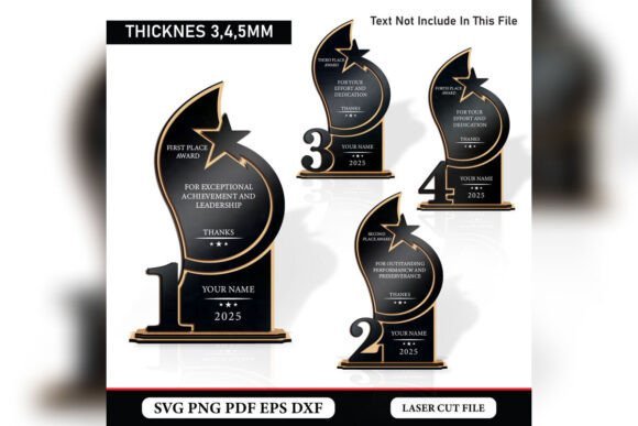 Set De Trofeos Para El 1o 2o 3o Y 4o Puesto Creativo Digital